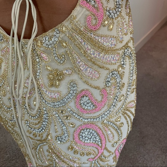 COPY - Mac Duggal Champagne Strappy Back Formal Gown - Picture 11 of 12